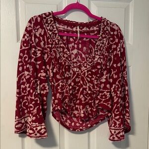 Free People Burgundy Floral Blouse